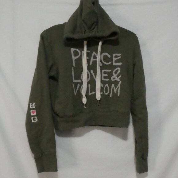 VOLCOM STN | large | Green Cropped Hoodie with Graphic Design - Picture 1 of 16